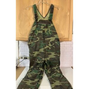 Liberty Camo Overalls Men's 38x30 Green Woodland Bib Workwear Denim